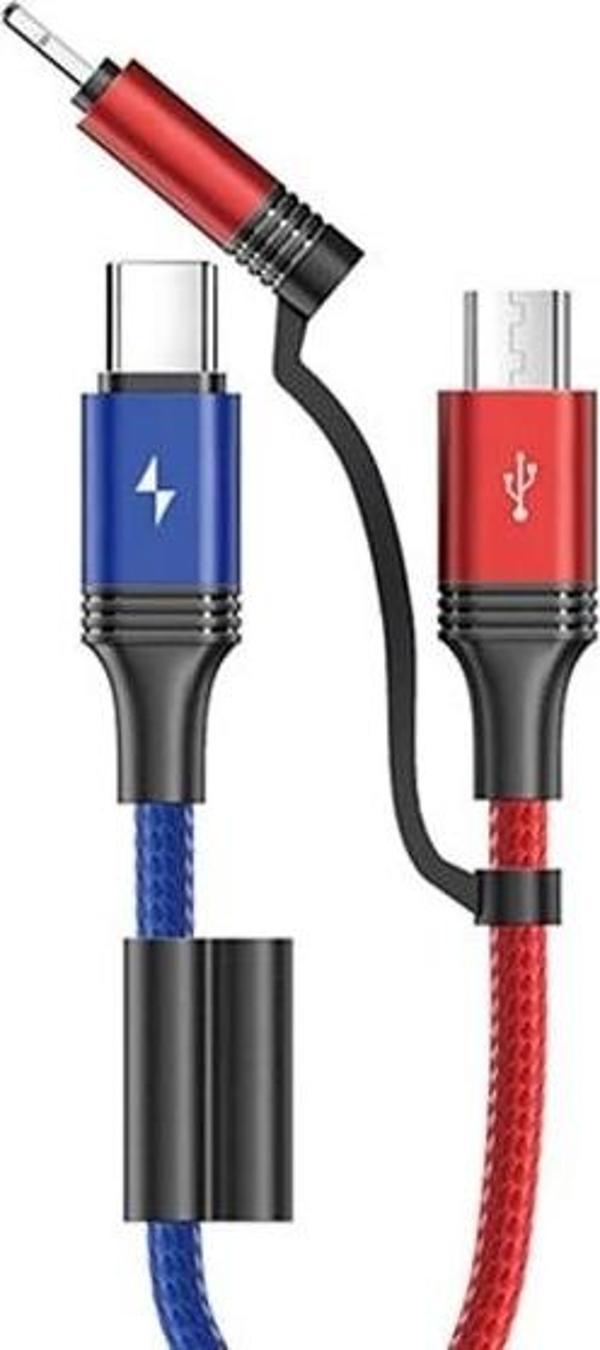 Joyroom S-M376 Type-c Mikro İphone Örgülü Çoklu USB Kablosu - Image 1
