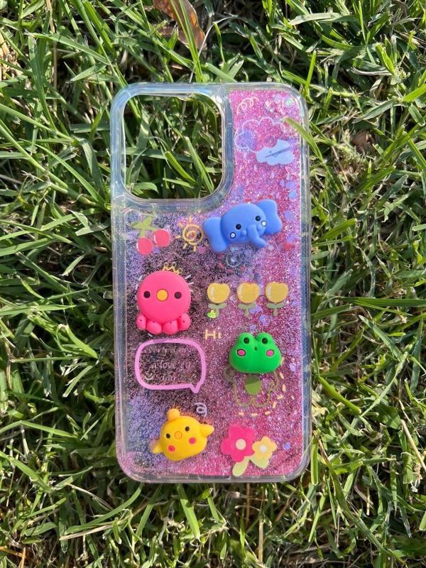 İphone 11 Uyumlu Sulu Simli Karakterli Telefon Kılıfı - Image 1