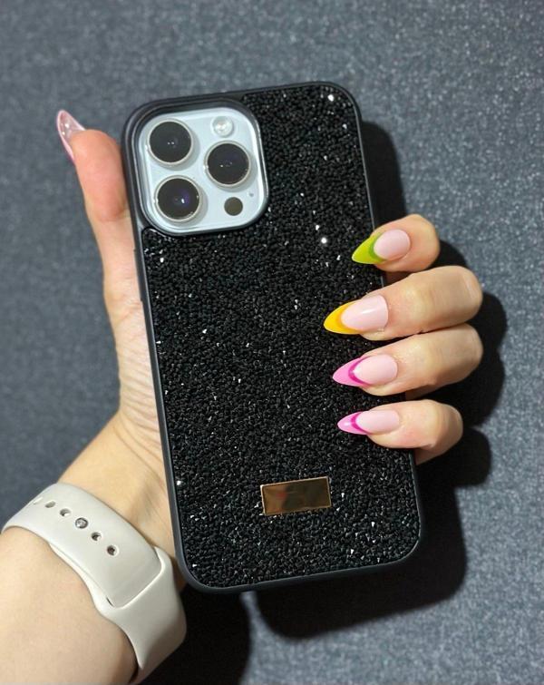 İphone 14 Pro Max Uyumlu Sw İnce Taşlı Elmas Işıltılı Telefon Kılıfı - Image 1