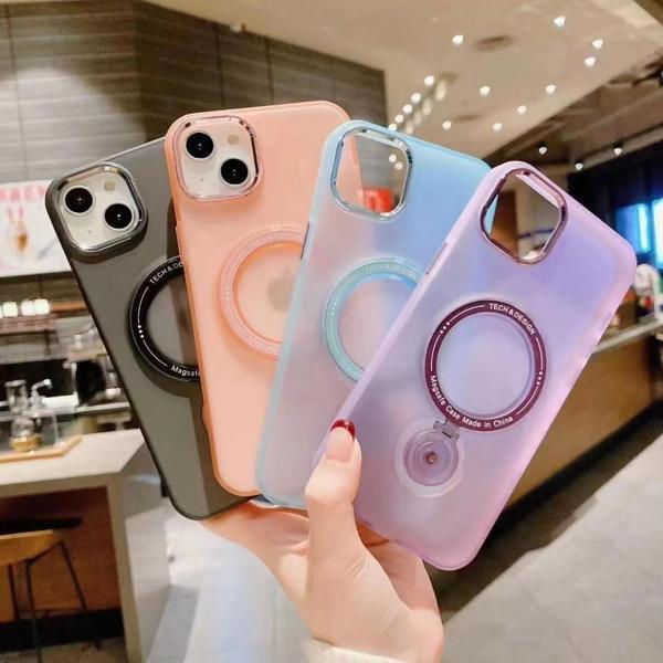 İphone 14 Stantlı Buzlu Sert Magsafe Kapak - Image 1