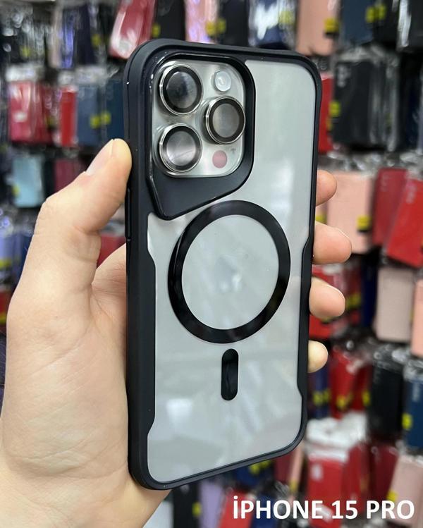 İphone 15 Pro T-Max MagSafe Uyumlu Siyah Silikon Kılıf - Image 1