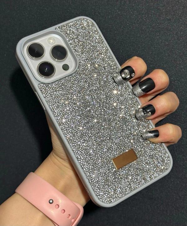 İphone 14 Uyumlu Sw İnce Taşlı Elmas Işıltılı Telefon Kılıfı - Image 1