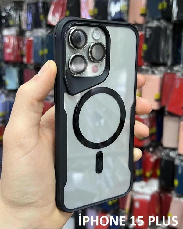 İphone 15 Plus T-Max MagSafe Uyumlu Siyah Silikon Kılıf - Image 1