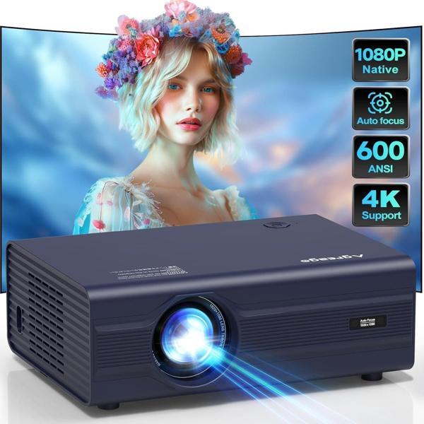 Agreago WiFi 6 ve Bluetooth 5.2, 400 ANSI Yerel 1080P 4K Destekli Projektör - Mavi - Image 1