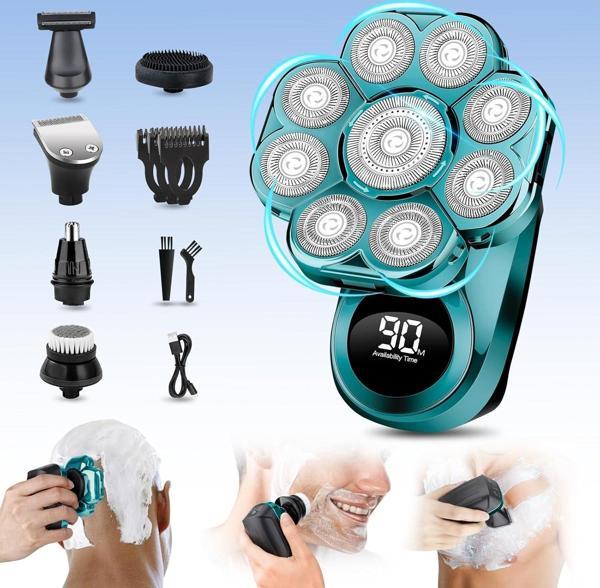 Handsomeface 9D Elektrikli Baş Tıraş Makinesi Geliştirilmiş - Yeşil - Image 1