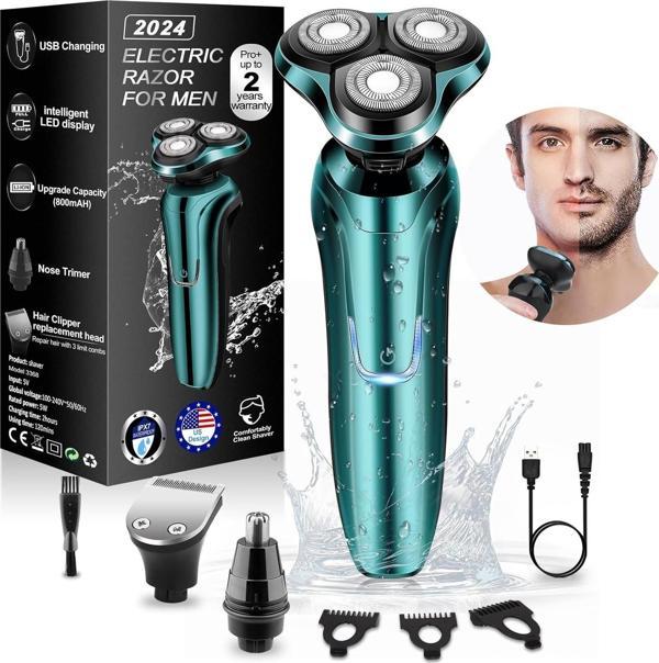 Handsomeface Elektrikli Tıraş Makinesi Döner Yedek/Su Geçirmez - Yeşil - Image 1