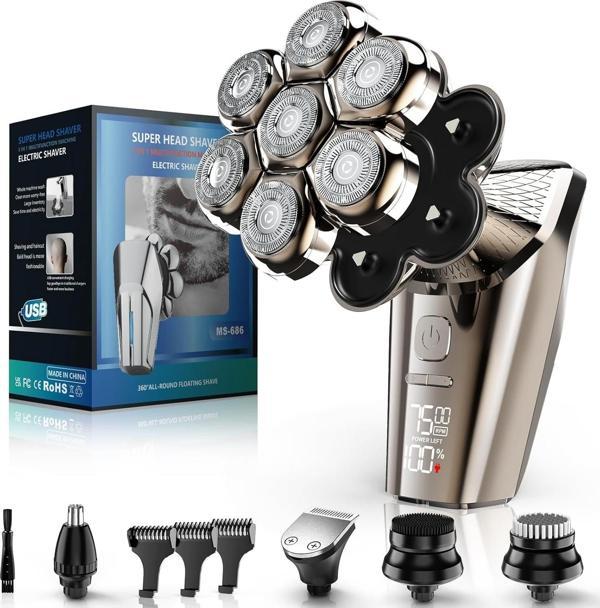 Hexus 7D Çıkarılabilir Baş Tıraş Makinesi Kuru/Islak IPX7 Su Geçirmez - Image 1