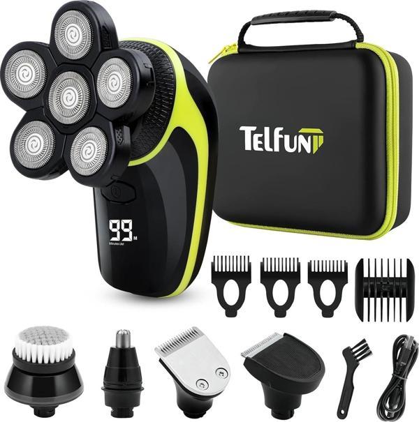 Telfun 6D Kel Erkekler İçin Baş Tıraş Makinesi, 5'i 1 Arada - Image 1