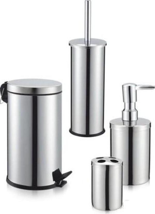 Arçe 3 Lt Çöp Kovalı 4 lü Paslanmaz Banyo Seti - Image 1