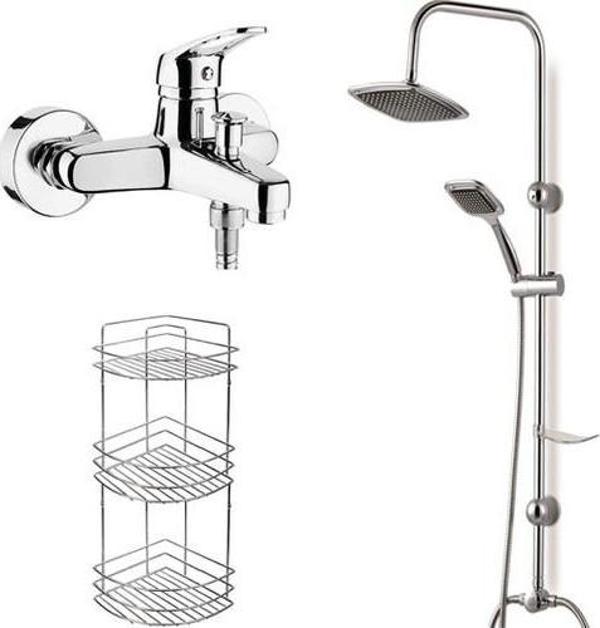 Arçe Aç Kapa Banyo Bataryası ve Tepe Duş Seti 3 Katlı Banyo Köşelik - Image 1