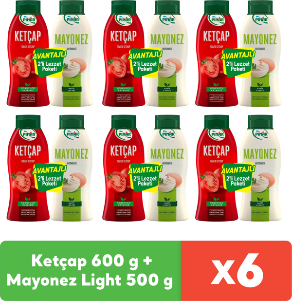 Pınar Ketçap 600 g + Mayonez Light 500 g x 6 Adet - Image 1