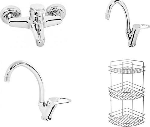 Arçe Batarya Seti Banyo Eviye Lavabo Bataryası 3 Lü Köşelik - Image 1