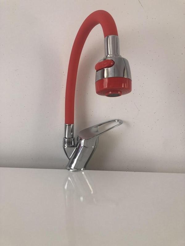 Arçe Kırmızı Tasarruflu 2 Kademeli Spiralli Başlıklı Mutfak Evye Bataryası - Image 1