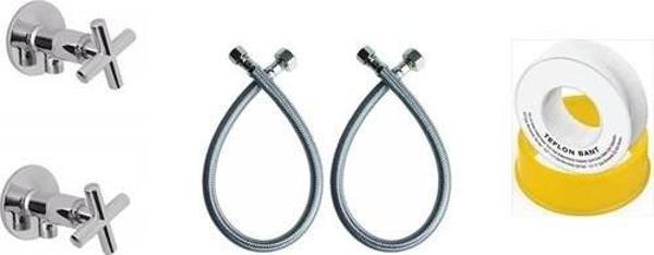 Arçe Klozet Montaj Seti Koçbaş Ara Musluk Taharet Musluğu 3/8 -3/8 50 CM Flex Hortum Fleks Teflon Bant - Image 1