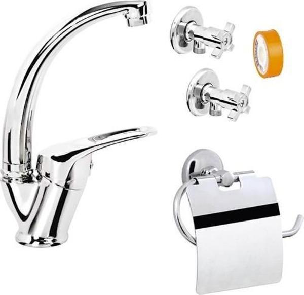 Arçe Lavabo Batarya Seti+ Kapaklı Kağıtlık Seti - Image 1