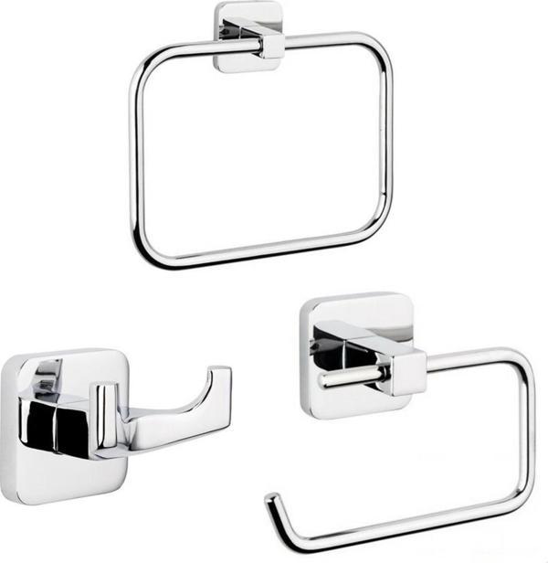 Arçe Tema Kare 3 lü Set Yuvarlak Havluluk Bornoz Askılık Kağıtlık - Image 1