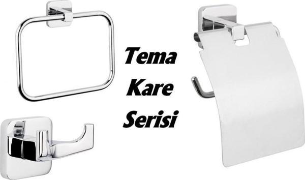 Arçe Tema Kare Yuvarlak Havluluk Kapaklı Kağıtlık 2 li Bornoz Askılık - Image 1