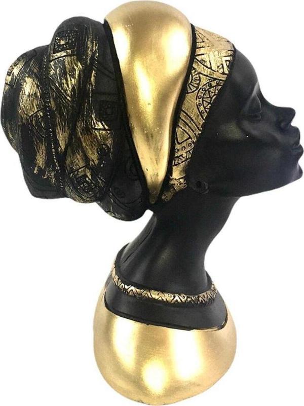 Mirsa Global Afrikalı Kadın Figürü Biblo Gold - Image 1