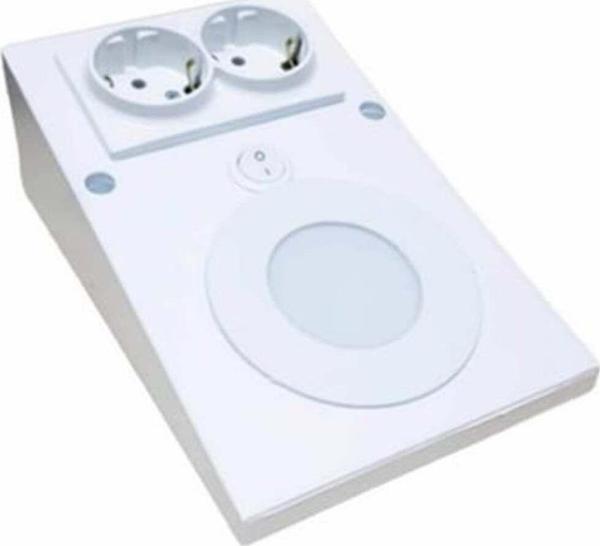 Full Reyon Açma Kapama Düğmeli, Çift Prizli, Beyaz Işık Ledli, Banyo Mutfak Tezgah Altı Üstü, Dolap İçi Armatür - Image 1