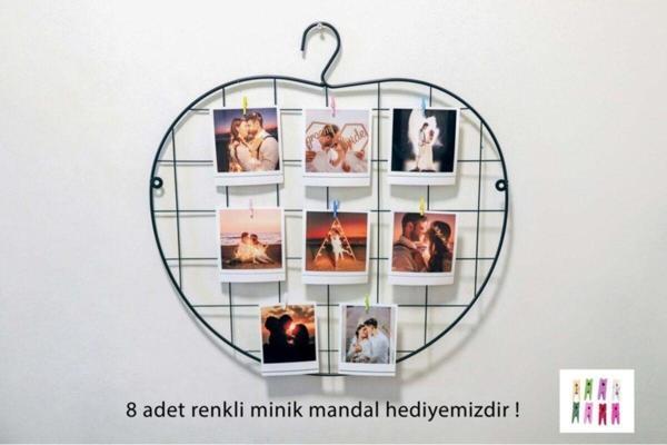 Full Reyon Elma Tema Fotoğraf Askısı Tel Askılık Metal Pano Duvar Askılığı Notluk - Image 1