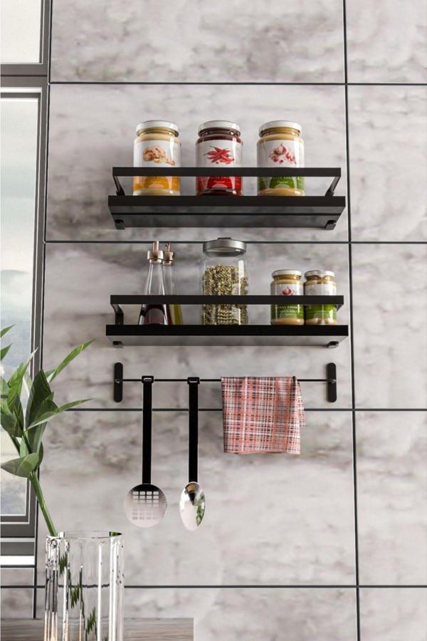 Full Reyon Olea Dekoratif Duvar Rafı Banyo Mutfak Düzenleyici Raf Set Organizer Duvar Rafı Kaktüs Sukulent Rafı - Image 1