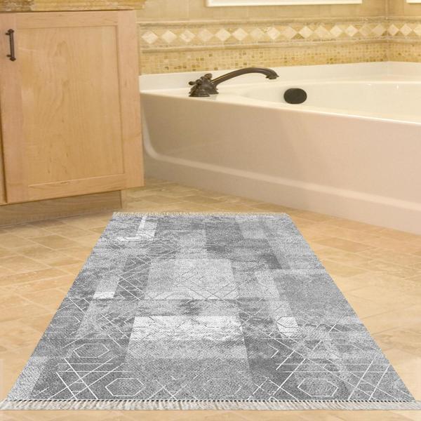 Dekoreko Kaymaz Taban Djt Banyo Halısı Yıldız Deri Saçaklı İskandinav F5132 Kahve - Image 1