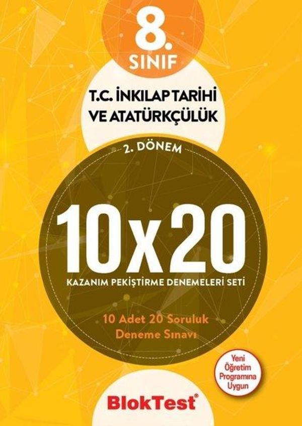 8.Sınıf  2.Dönem  T.C. İnkılap Tarihi ve Atatürkçülük 10x20 Kazanım Pekiştirme Denemeleri Seti - Bloktest Yayınları - Image 1