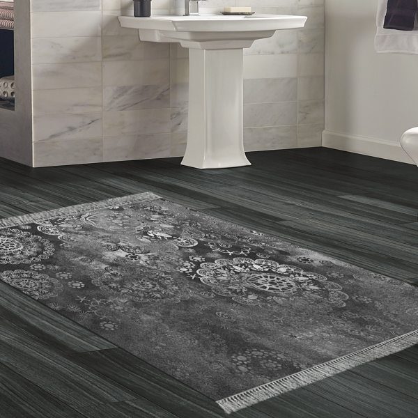 Dekoreko Kaymaz Taban Djt Banyo Halısı Star Pamuk Saçaklı Modern 1999 Gri - Image 1