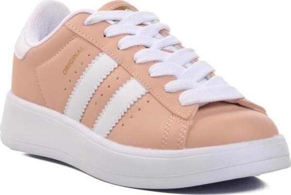 Ayakmod B-573 Pudra Kadın Bağcıklı Sneaker - Image 1