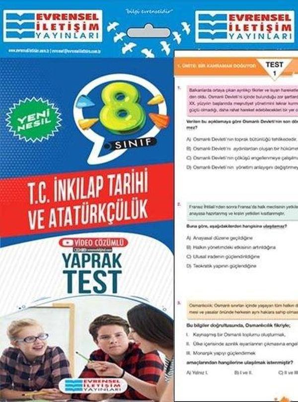 8. Sınıf İnkılap Tarihi ve Atatürkçülük Yeni Nesil Yaprak Test - Evrensel İletişim Yayınları - Image 1