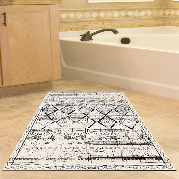 Dekoreko Kaymaz Taban Djt Banyo Halısı Yıldız Deri İskandinav M5141 Gri - Image 1