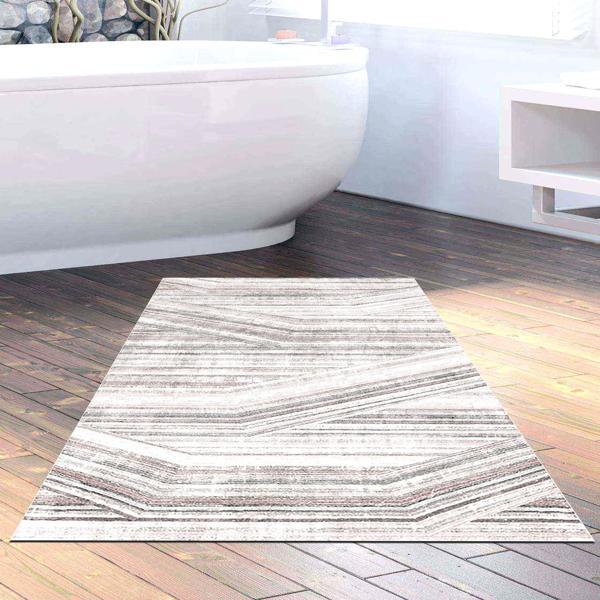 Dekoreko Kaymaz Taban Djt Banyo Halısı Yıldız Deri Modern 1252 Antrasit - Image 1