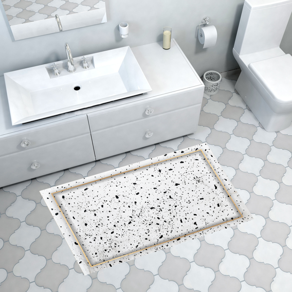 Dekoreko Kaymaz Taban Djt Banyo Halısı Star Pamuk Modern M12366 Krem - Image 1