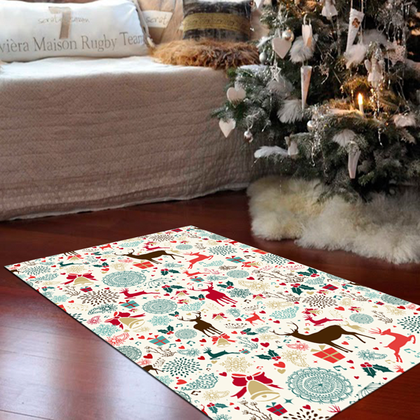 Alanur Home Yılbaşına Özel Keçe Dijital Yıkanabilir Halı Chr13M Renkli - Image 1