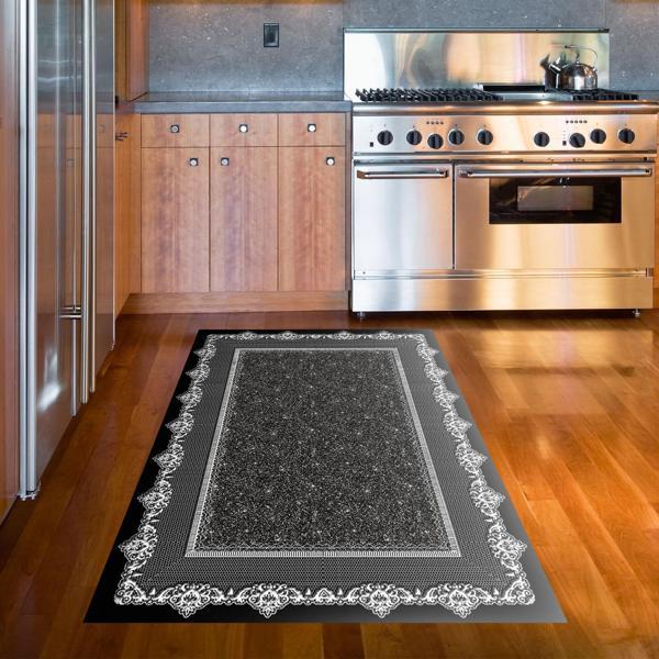 Dekoreko Kaymaz Taban Djt Mutfak Halısı Trend Modern 1692 Siyah - Image 1