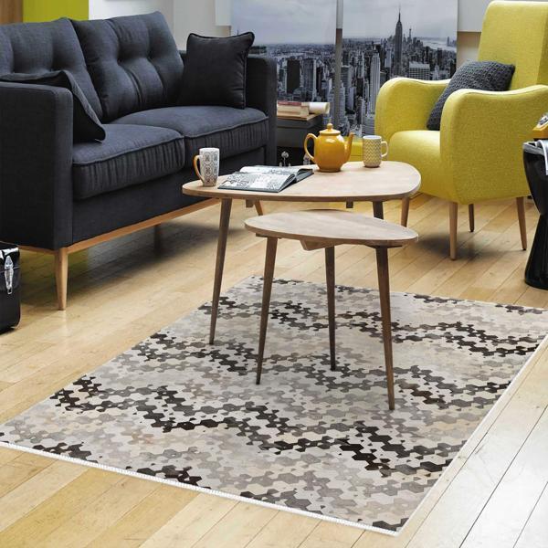 Dekoreko Kaymaz Taban Djt Salon Halısı Yıldız Deri Modern 1675 Pembe - Image 1