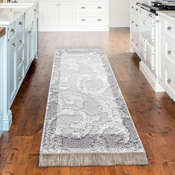 Dekoreko Kaymaz Taban Djt Mutfak Halısı Trend Saçaklı Modern 1314 Gri - Image 1