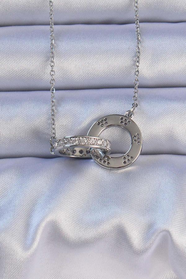 316L Çelik Gümüş Renk Zirkon Taşlı Cartier Kolye - EBJ240912W27991 - Image 1