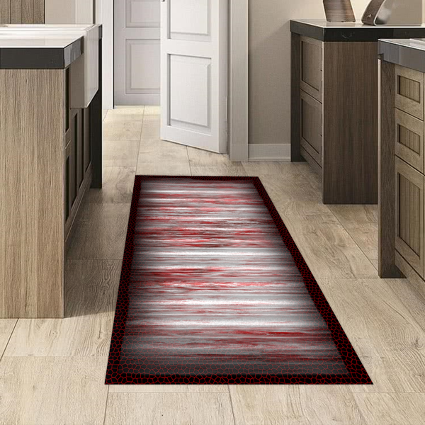 Dekoreko Kaymaz Taban Djt Mutfak Halısı Trend Modern 1693 Siyah Bordo - Image 1