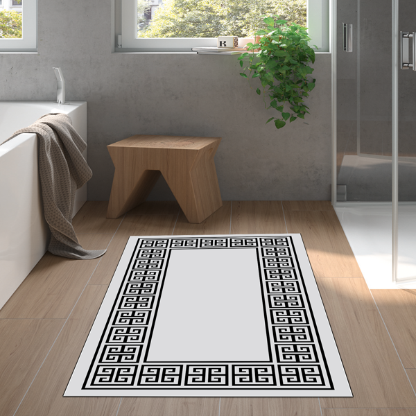 Dekoreko Kaymaz Taban Djt Banyo Halısı Star Pamuk Modern 608M Siyah - Image 1