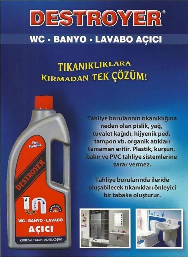 destroyer Lavabo Ve Gider Açıcı Sıvı 1500 Ml (2750 Gr) - Image 1