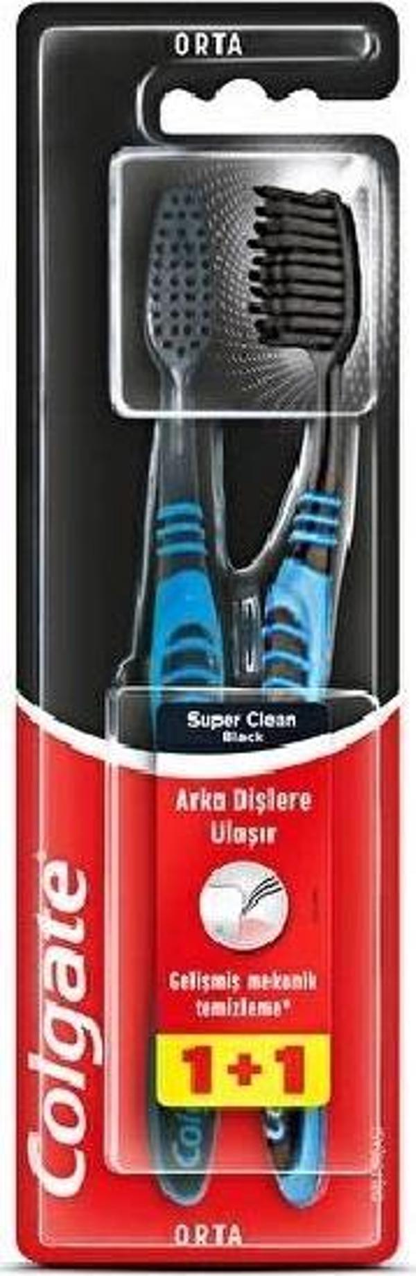 Colgate Super Clean Black 1+1 Diş Fırçası Orta - Image 1