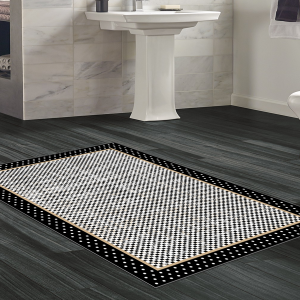 Dekoreko Kaymaz Taban Djt Banyo Halısı Star Pamuk Modern 604M Siyah - Image 1