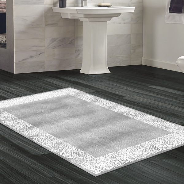 Dekoreko Kaymaz Taban Djt Banyo Halısı Trend Modern 1460 Mavi - Image 1