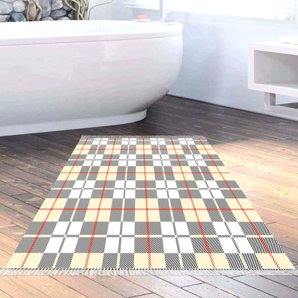 Dekoreko Kaymaz Taban Djt Banyo Halısı Trend Saçaklı Modern 750 Krem - Image 1