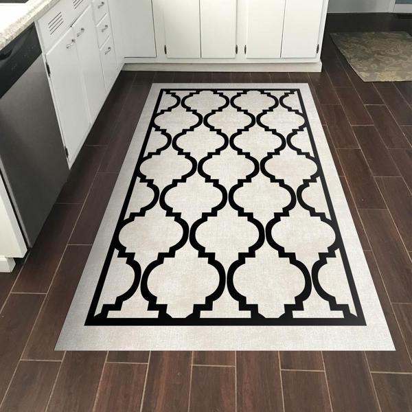 Dekoreko Kaymaz Taban Djt Mutfak Halısı Star Pamuk Modern 688M Bej - Image 1