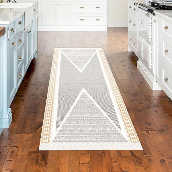 Dekoreko Kaymaz Taban Djt Mutfak Halısı Star Pamuk Modern P1526 Krem - Image 1