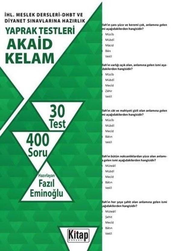 Akaid Kelam-İHL.Meslek Dersleri DHBT ve Diyanet Sınavlarına Hazırlık Yaprak Testleri - Kitap Dünyası - Image 1