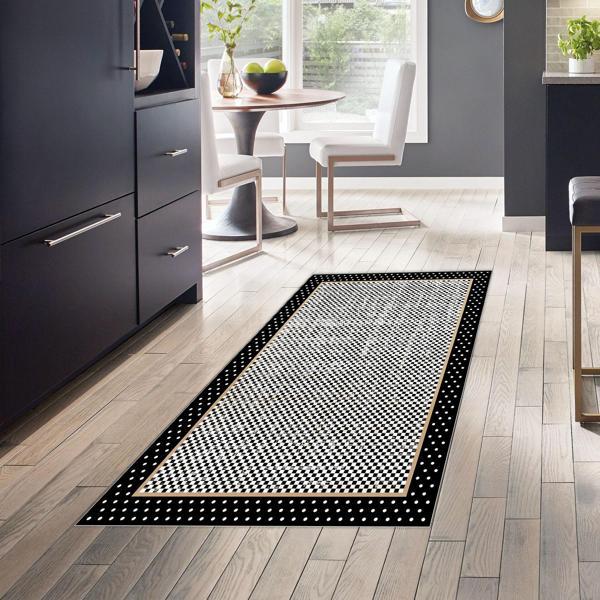Dekoreko Kaymaz Taban Djt Mutfak Halısı Trend Modern 604M Siyah - Image 1