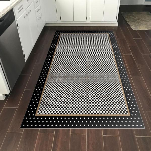 Dekoreko Kaymaz Taban Djt Mutfak Halısı Yıldız Deri Modern 604M Siyah - Image 1